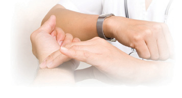 Medical provider taking a patient's pulse